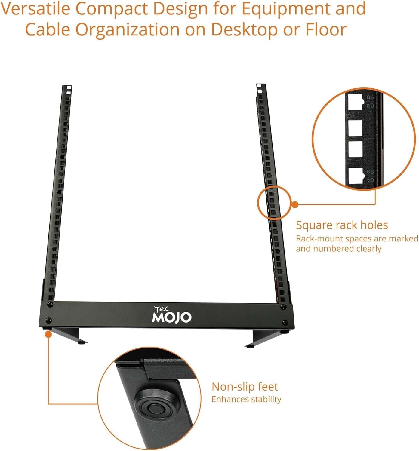 12U Desktop Server Rack - Sturdy Open Frame for AV/Data/IT Equipment