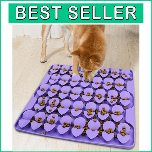Interactive Snuffle Mat for Large Dogs - Silicone Slow Feeder, 16.3”X16.3”