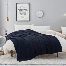 Load image into Gallery viewer, Luxurious Dark Navy Cotton Throw - Cozy Blanket with Laundering Bag Included