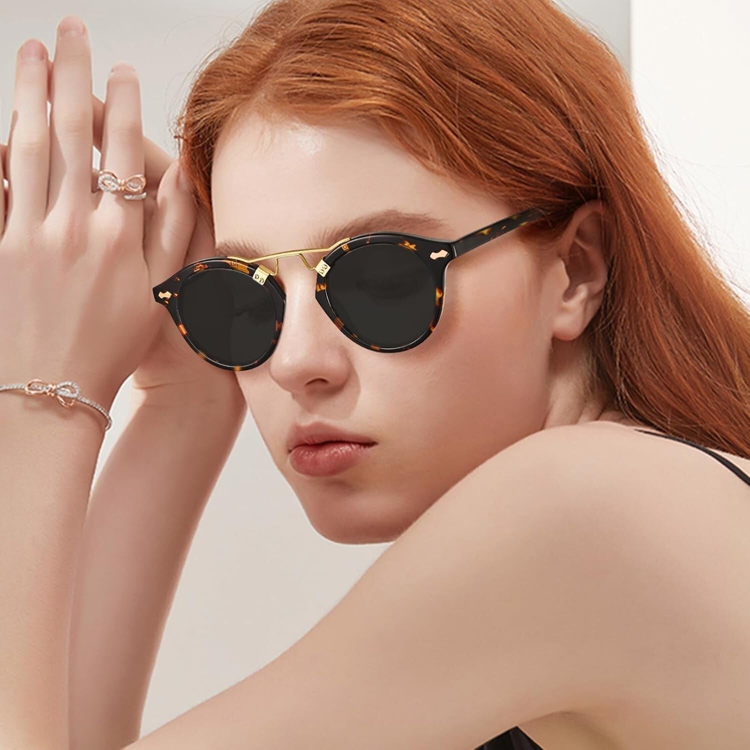 Small Face Acetate Polarized Sunglasses - Double Bridge, UV Protection for Women