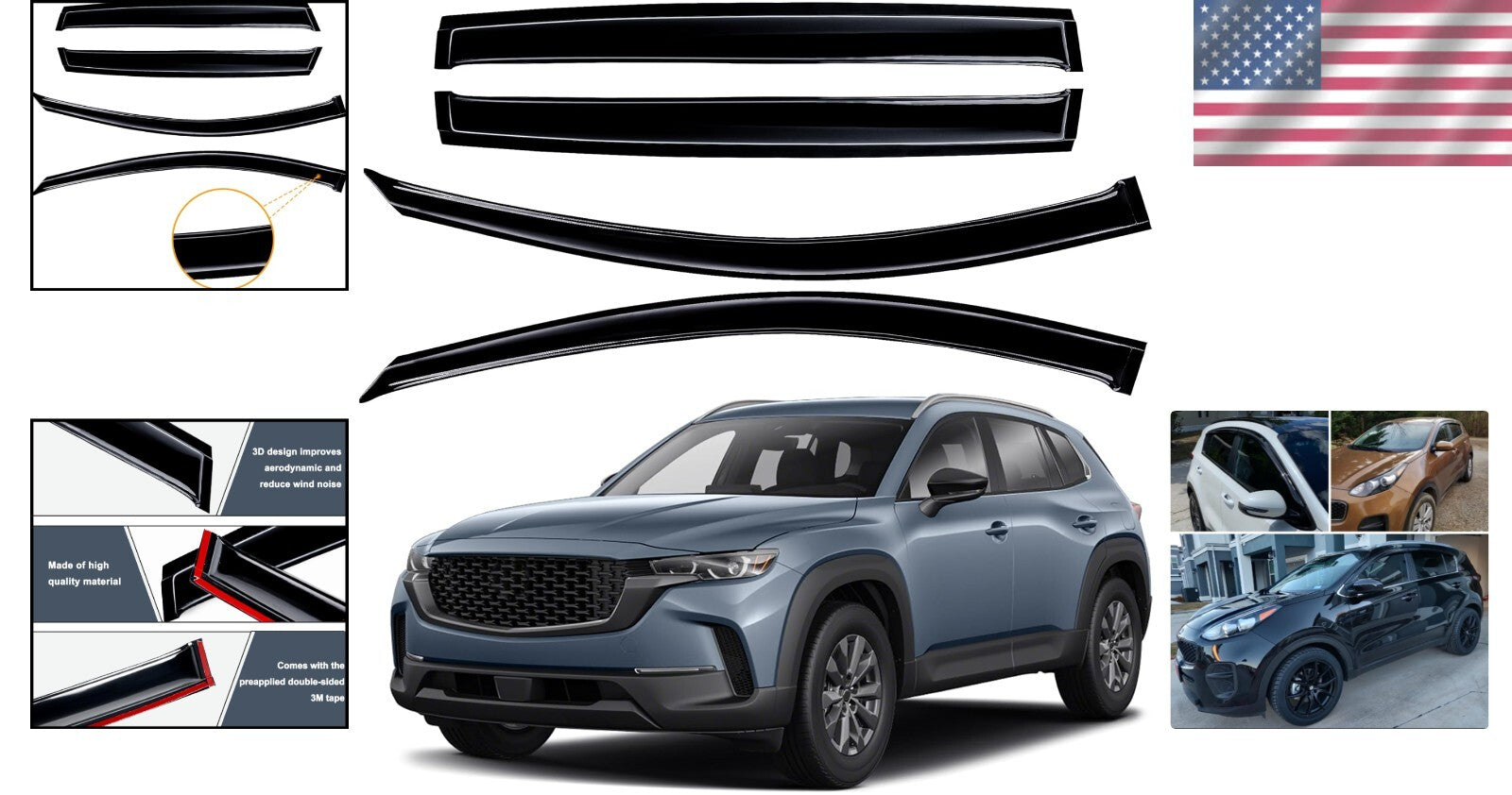 Carwash Safe Window Rain Guards for Mazda CX-50 2023-2025 – Outdoor Vent Visors