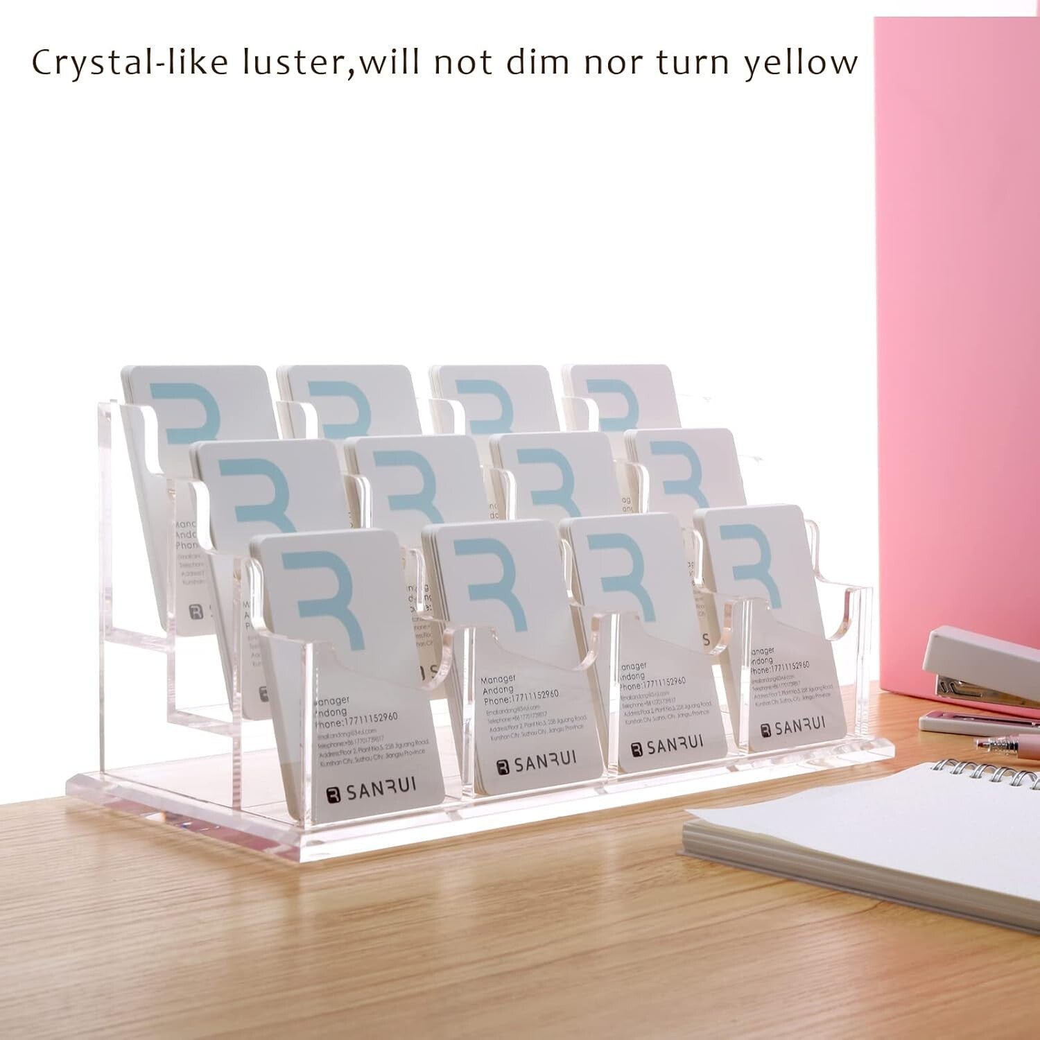 Elegant 3-Tier Acrylic Business Card Holder - Clear Display for Professionals