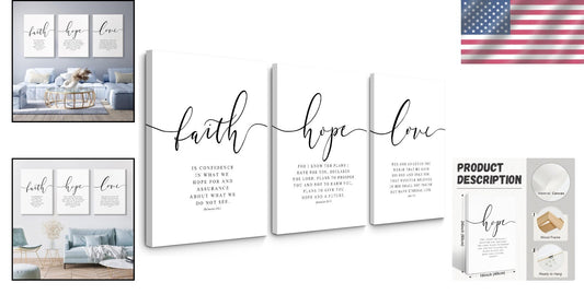 Elegant 3-Piece Bible Verse Wall Art - 16x24 Framed Canvas Prints for Any Room