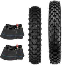Load image into Gallery viewer, Heavy-Duty 60/100-14 + 80/100-12 Tires &amp; Inner Tubes for Smooth Motocross Rides