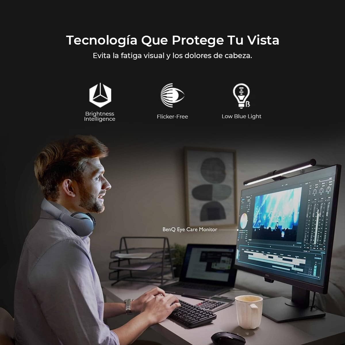 Vibrant 22-Inch Full HD Monitor with Eye-Care Features & Hidden Cable Management