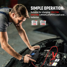 Load image into Gallery viewer, Fully-Automatic 15A Charger for 12V/24V Deep Cycle Batteries with LCD Display