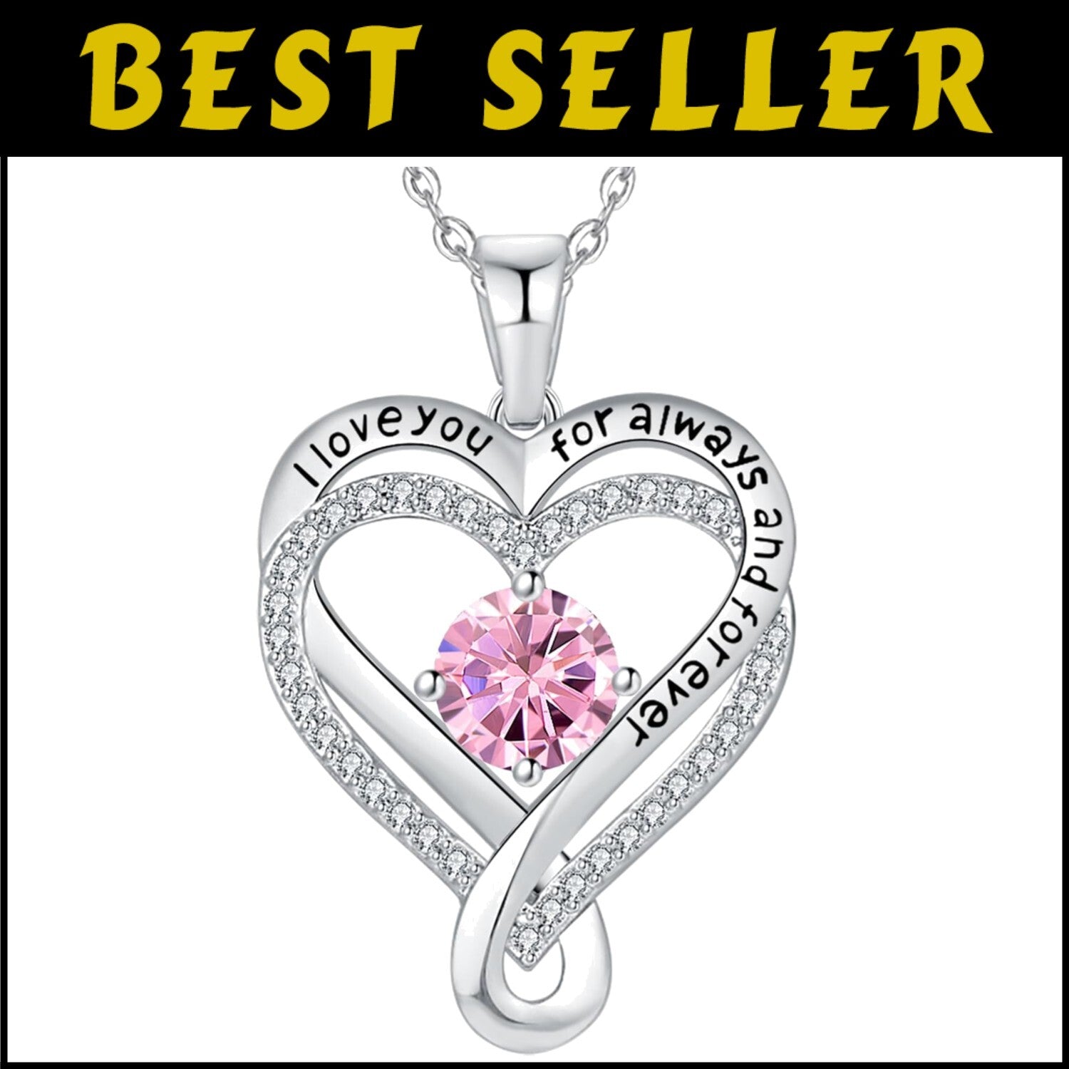 18K Gold-Filled Infinity Heart Necklace with Birthstone - I Love You Jewelry