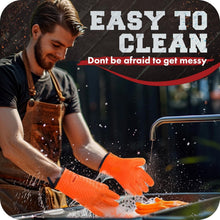 Load image into Gallery viewer, XL Heat Resistant Silicone BBQ Gloves - 12" Grilling Mitts with Recipe Bonuses