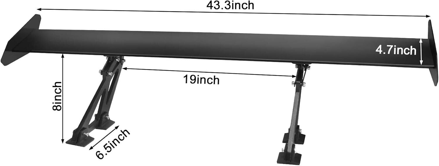 Aluminum Universal Rear Wing - Lightweight, Aerodynamic & Adjustable 43.3 Inch