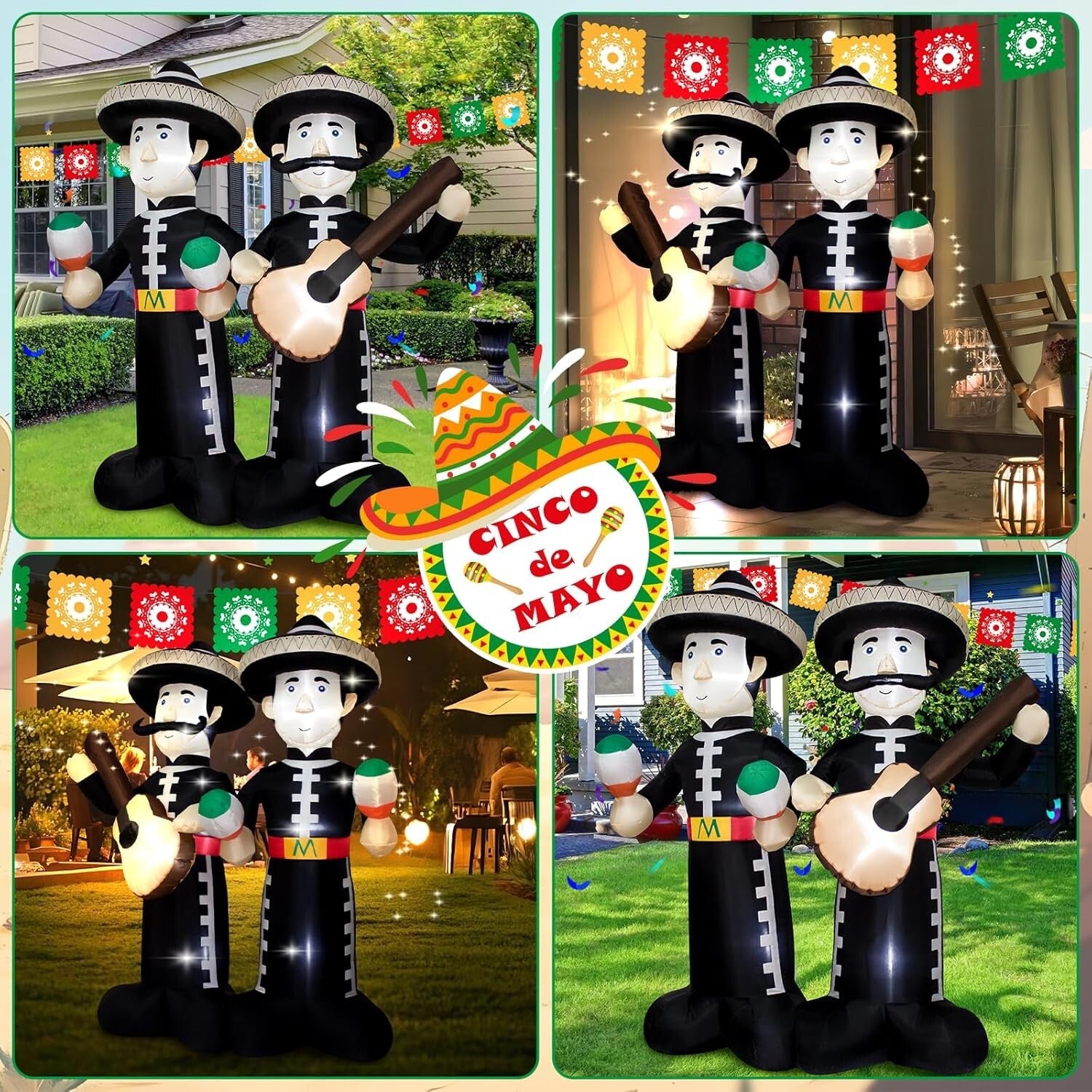 Eye-Catching 6FT Inflatable Mariachi with LED Lights for Year-Round Celebrations