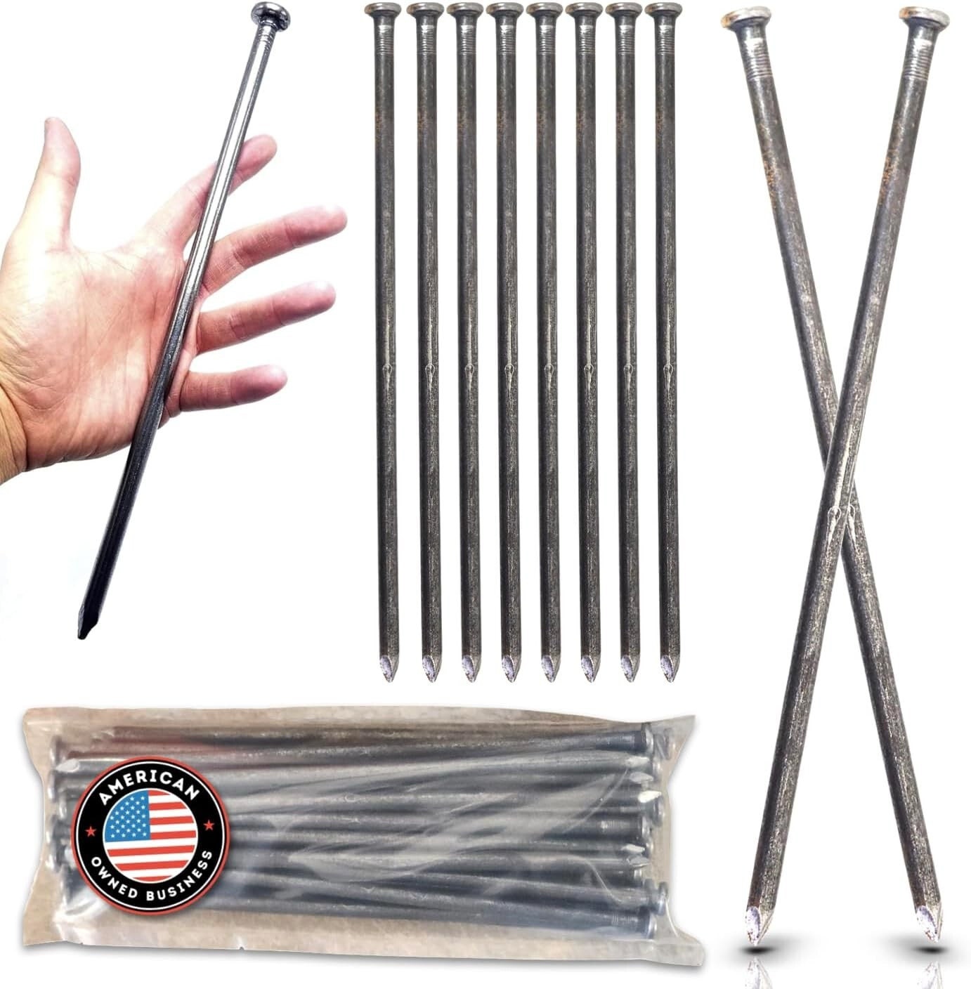 25-Pack Heavy Duty 12-Inch Round Metal Landscape Edging Anchors - Versatile Use