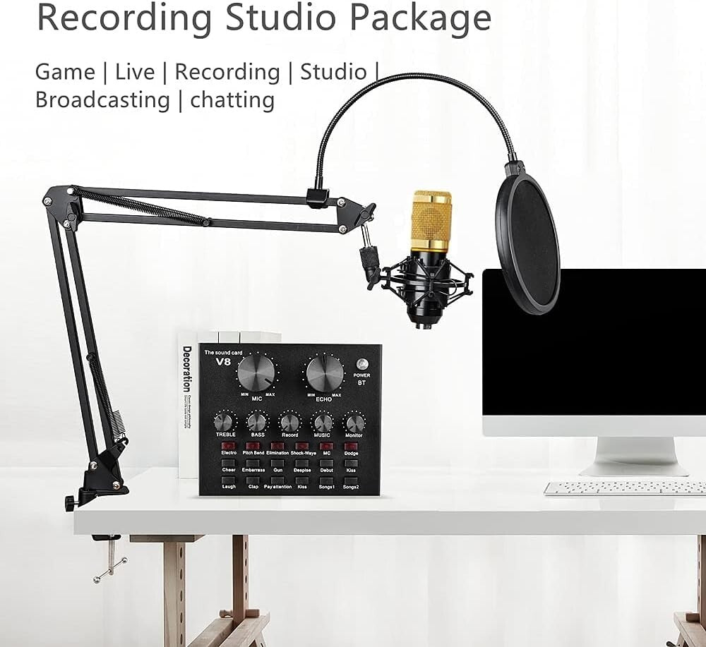 Professional Podcast Recording Bundle - BM-800 Mic, Live Sound Card & Effects