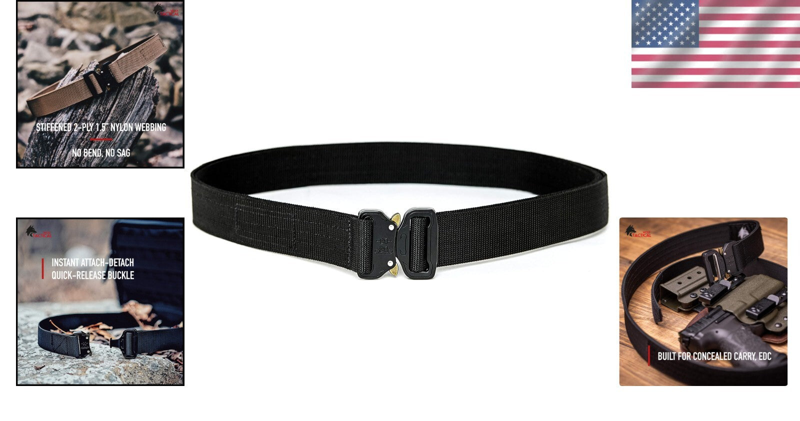 Sturdy 1.5” Nylon Tactical Belt with Secure Buckle - Perfect for Concealed Carry