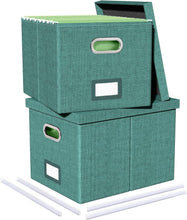 Load image into Gallery viewer, Modern 2-Pack Document Organizer with Lid for Letter/Legal Files in Forest Green