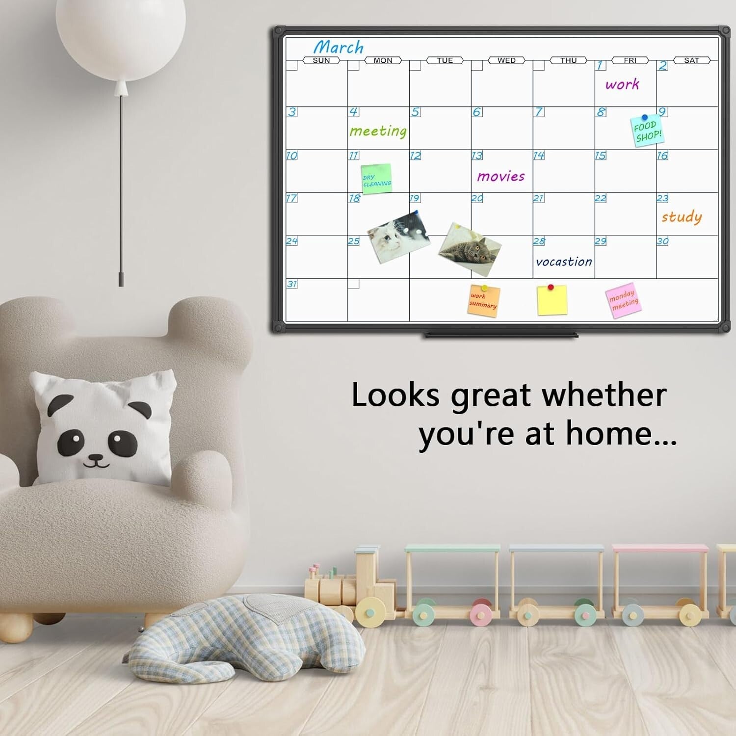 Large 48X36 Magnetic Whiteboard Calendar - Scratch-Resistant for Office & Home