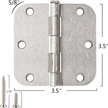 Load image into Gallery viewer, Rounded Satin Nickel 3.5'' Door Hinges - 36 Pack with Screws for Durable Use