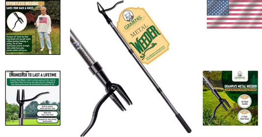 Durable Steel Long Handle Weeder - 4-Claw Design for Effortless Root Removal