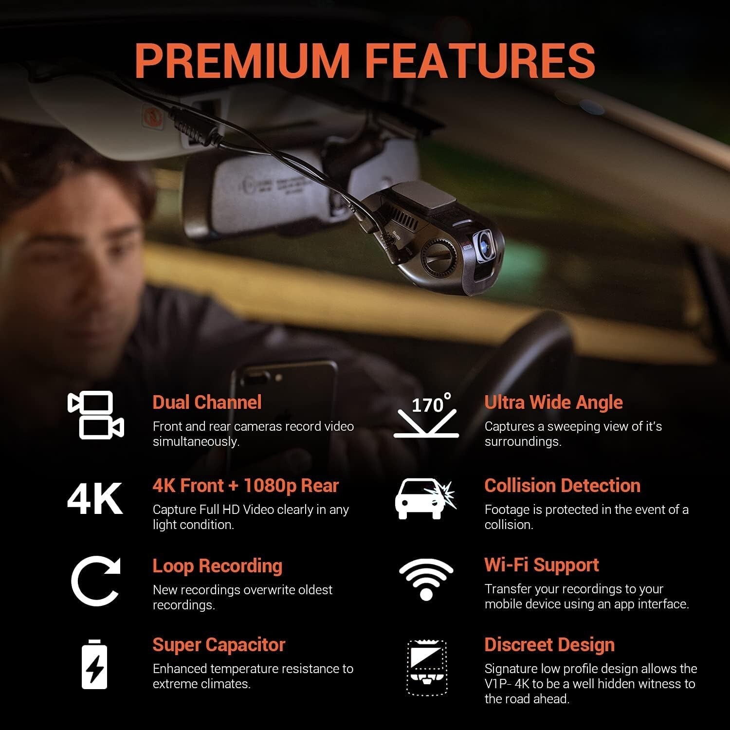 4K Dual Channel Car Dash Cam with Wi-Fi & Rear Camera - Ultimate Safety Solution