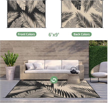 Load image into Gallery viewer, Versatile 6' x 9' Outdoor Rug with Palm Leaf Design - Waterproof for Camping