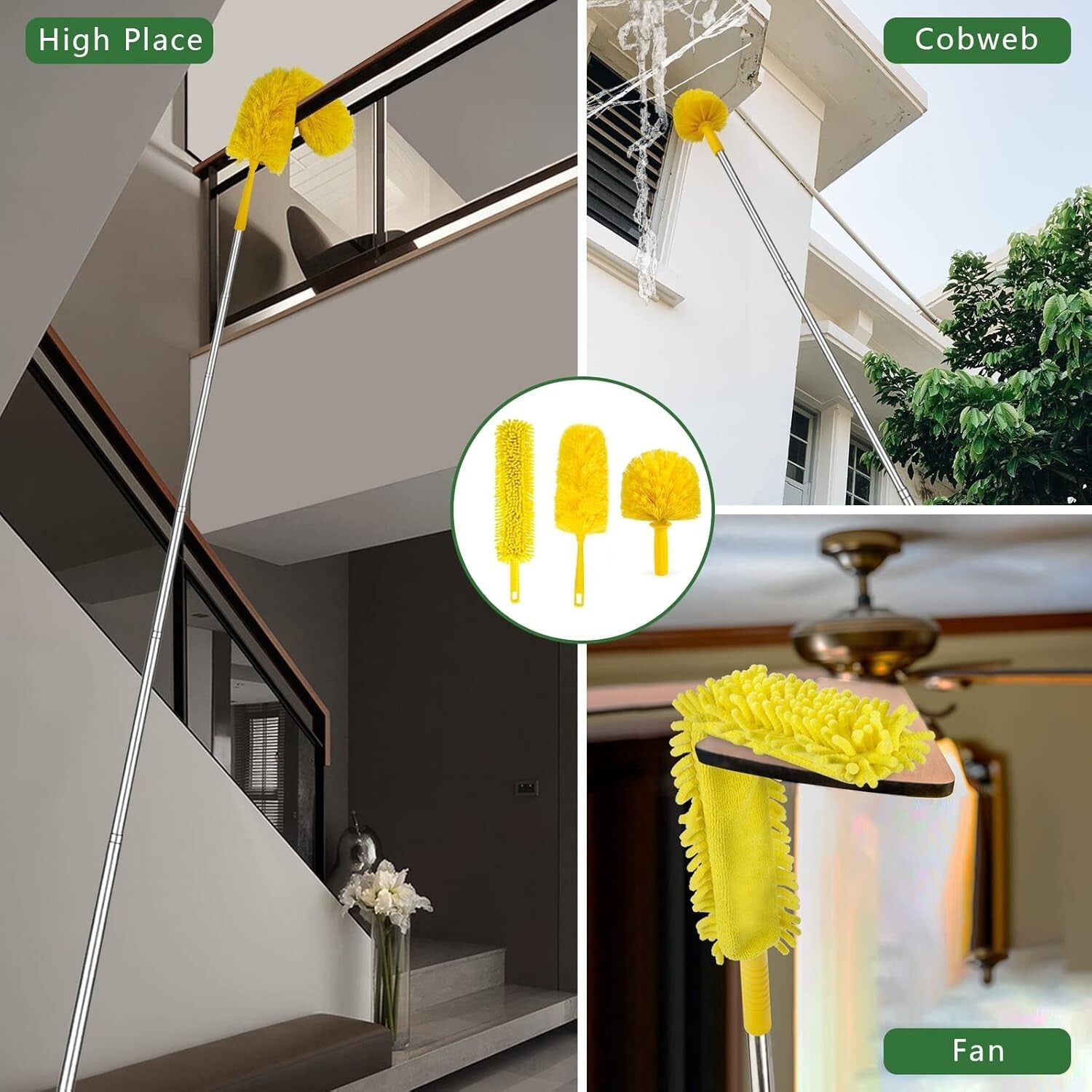 17-Foot High Reach Duster Kit with Extendable Pole - 3-in-1 Cleaning Solution