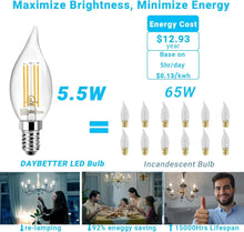 Load image into Gallery viewer, 24 Pack E12 LED Candelabra Light Bulbs - 5.5W Dimmable with Vintage Flame Tip