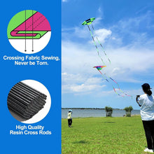 Load image into Gallery viewer, Beginner-Friendly 98" Rainbow Box Kite - Includes Multi-Color Tails &amp; Handle