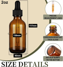 Load image into Gallery viewer, Multi-Purpose 2oz Amber Glass Dropper Bottles - 48 Durable Reusable Containers