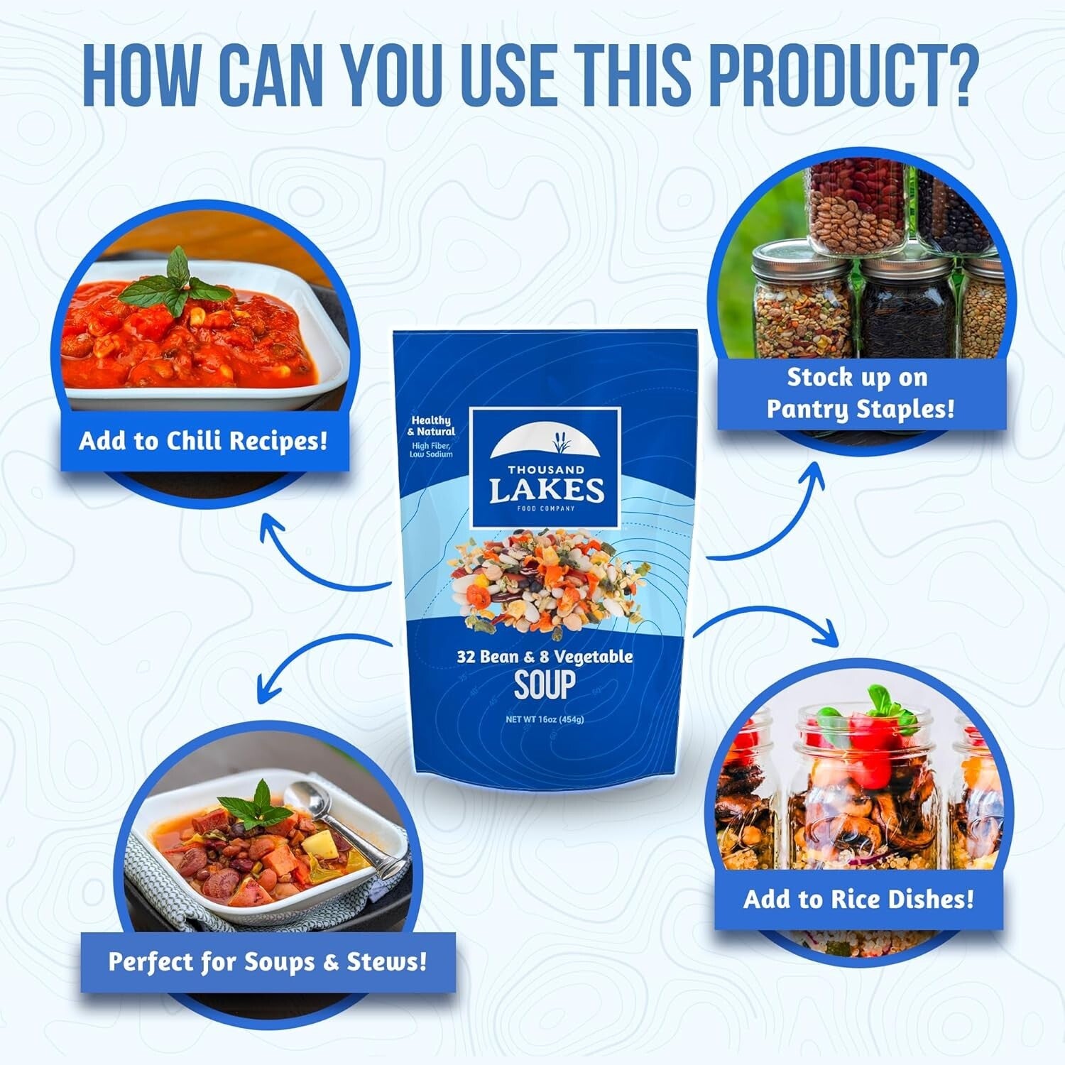 Delicious Low Sodium 32 Bean & 8 Vegetable Dry Soup Mix - 5 lbs - 100+ Servings