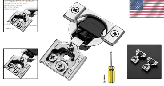 Durable 3/4 Inch Overlay Cabinet Hinges with Soft Close - Satin Nickel Finish