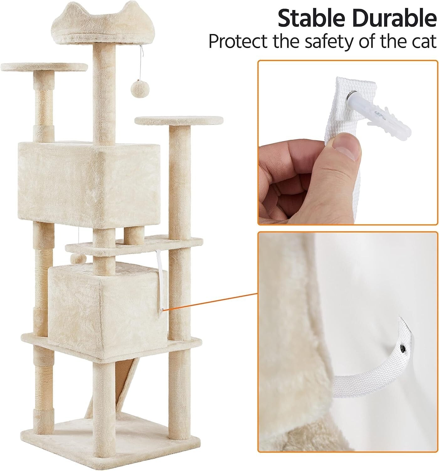 Durable 70in Cat Tree for Indoor Cats with Scratching Posts & Fun Accessories