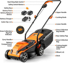 Load image into Gallery viewer, Lightweight 24V Max Lawn Mower with 10-Inch Trimmer - 2 Batteries Included