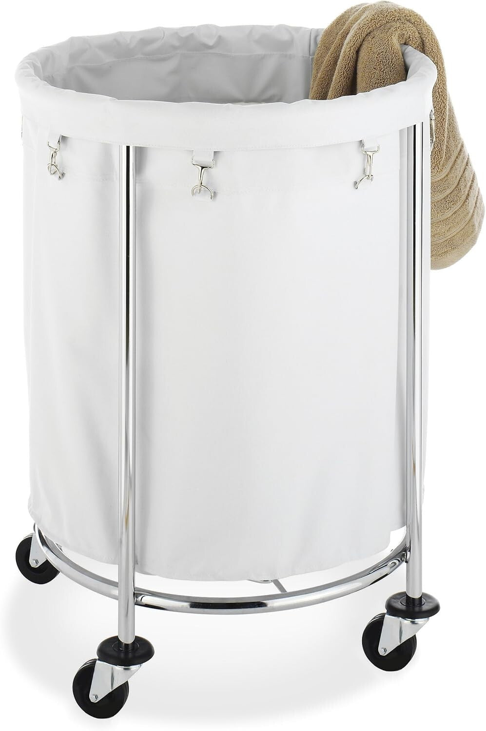 Chrome Heavy Duty Laundry Hamper with Removable Liner and Wheels - 50L