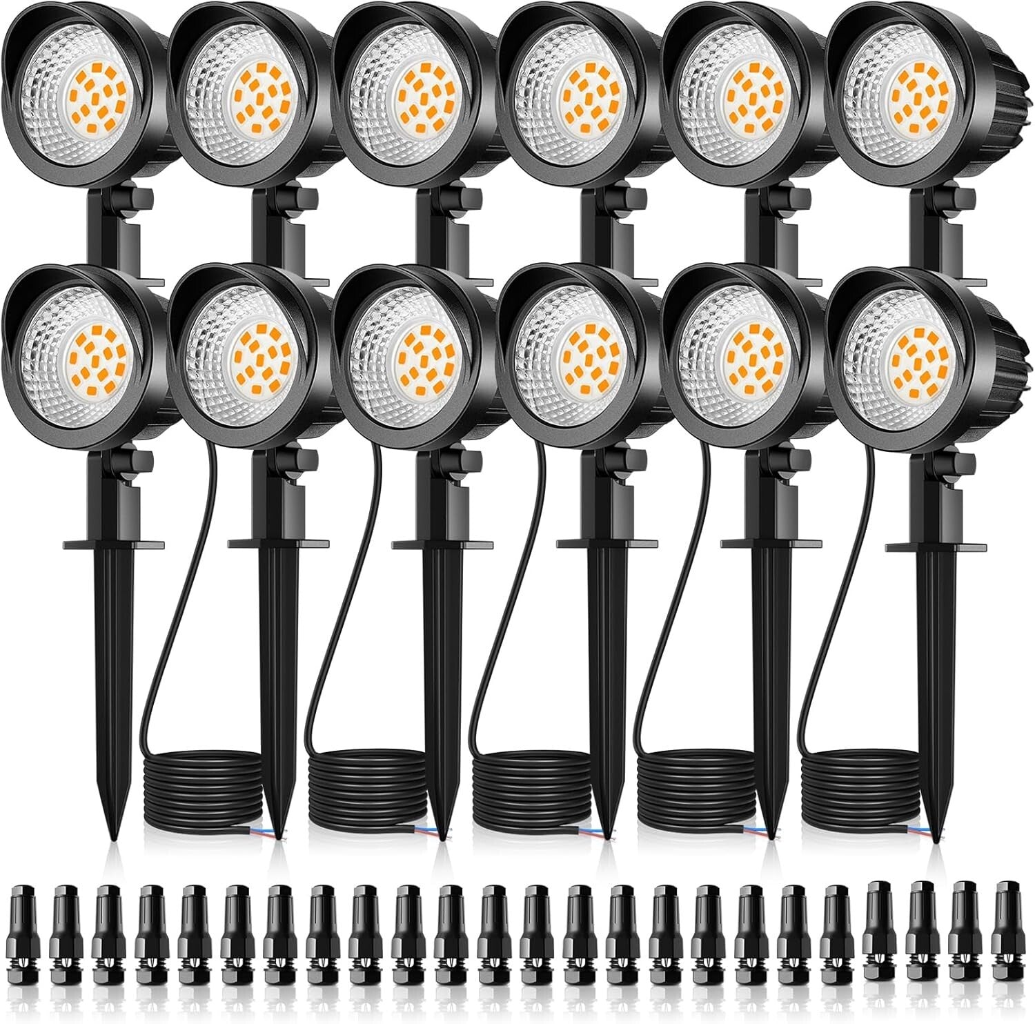 Energy-Efficient 7W LED Outdoor Spotlights - 12-Pack, Weather-Resistant Design