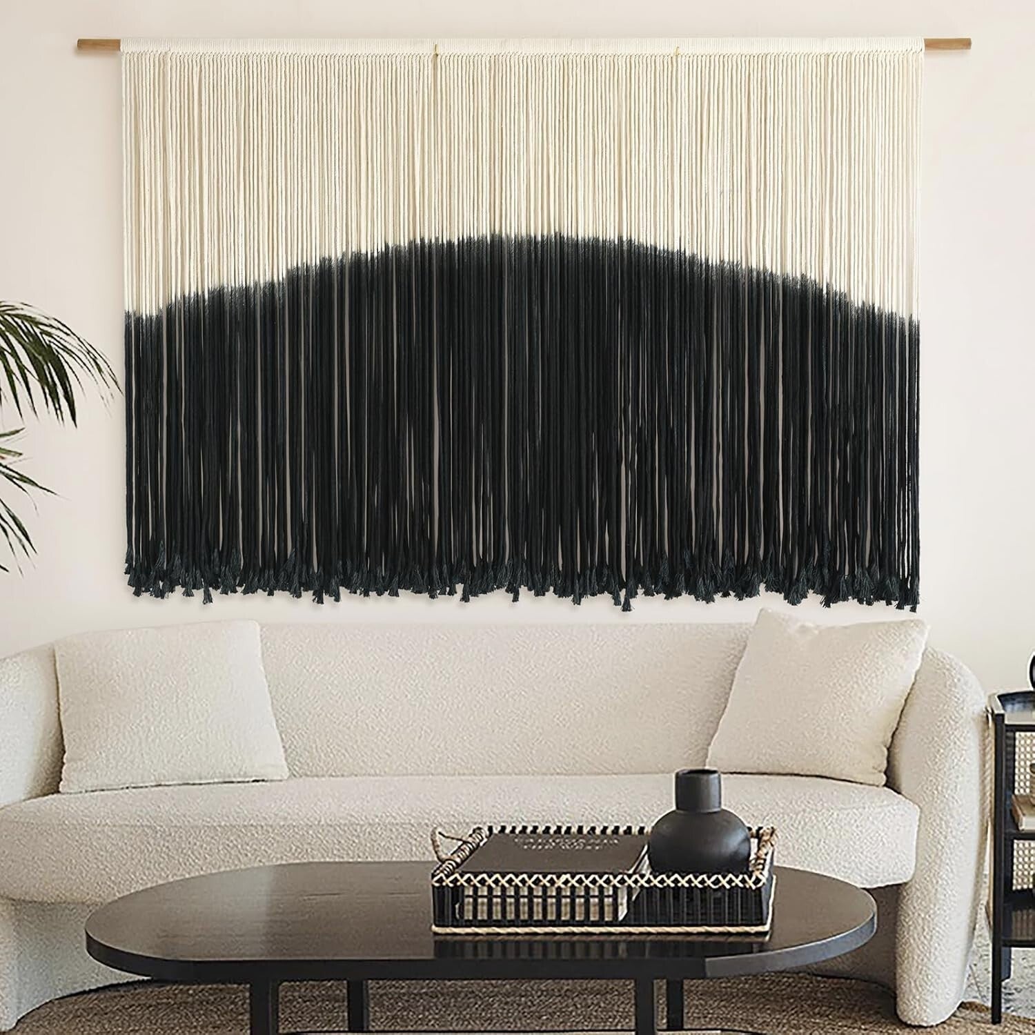 Large Bohemian Tie-Dye Macrame Wall Hanging, 57''W*35''L - Eco-Friendly Art