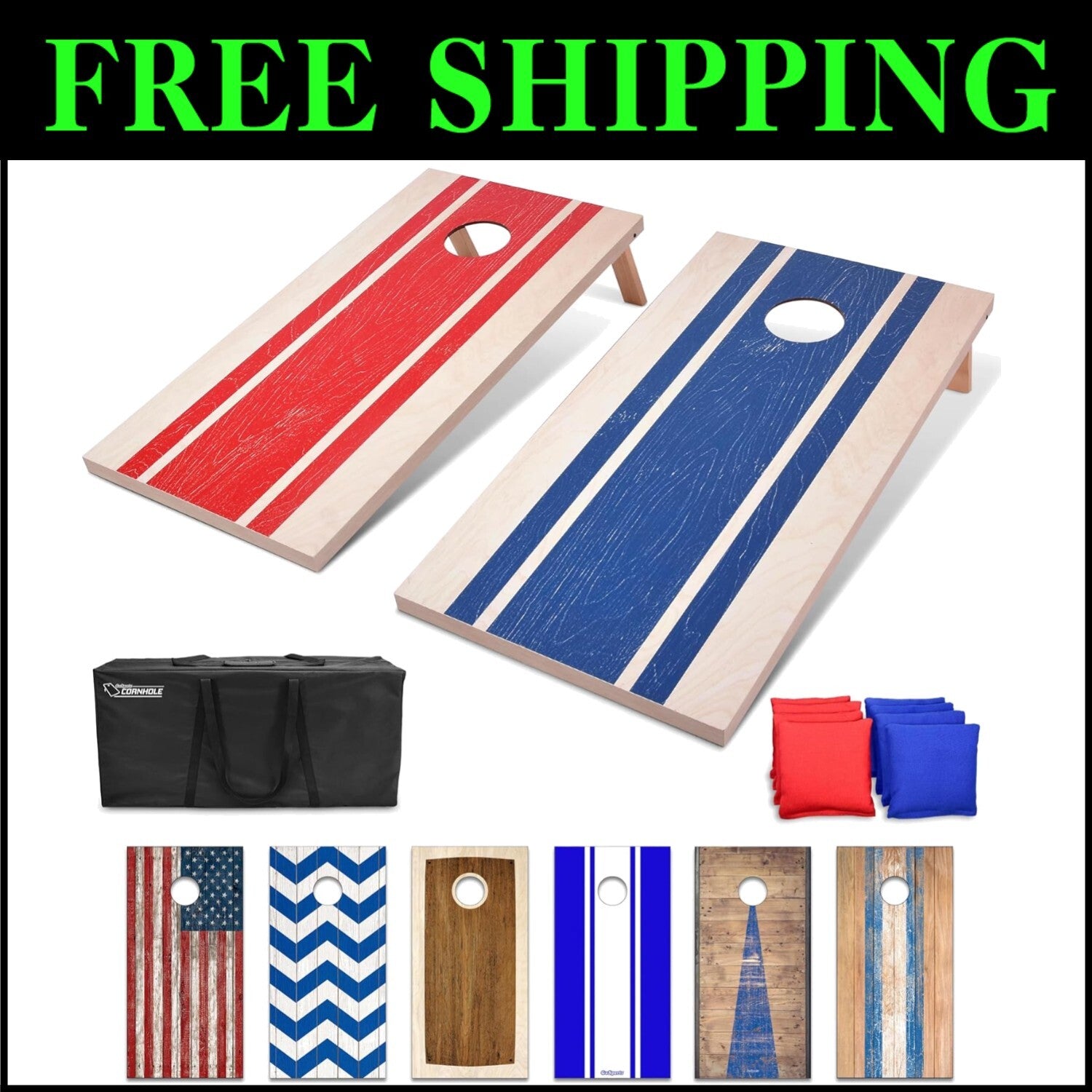 Complete Cornhole Game Set – 4'x2' Boards, 8 Bean Bags, Lightweight Carry Case