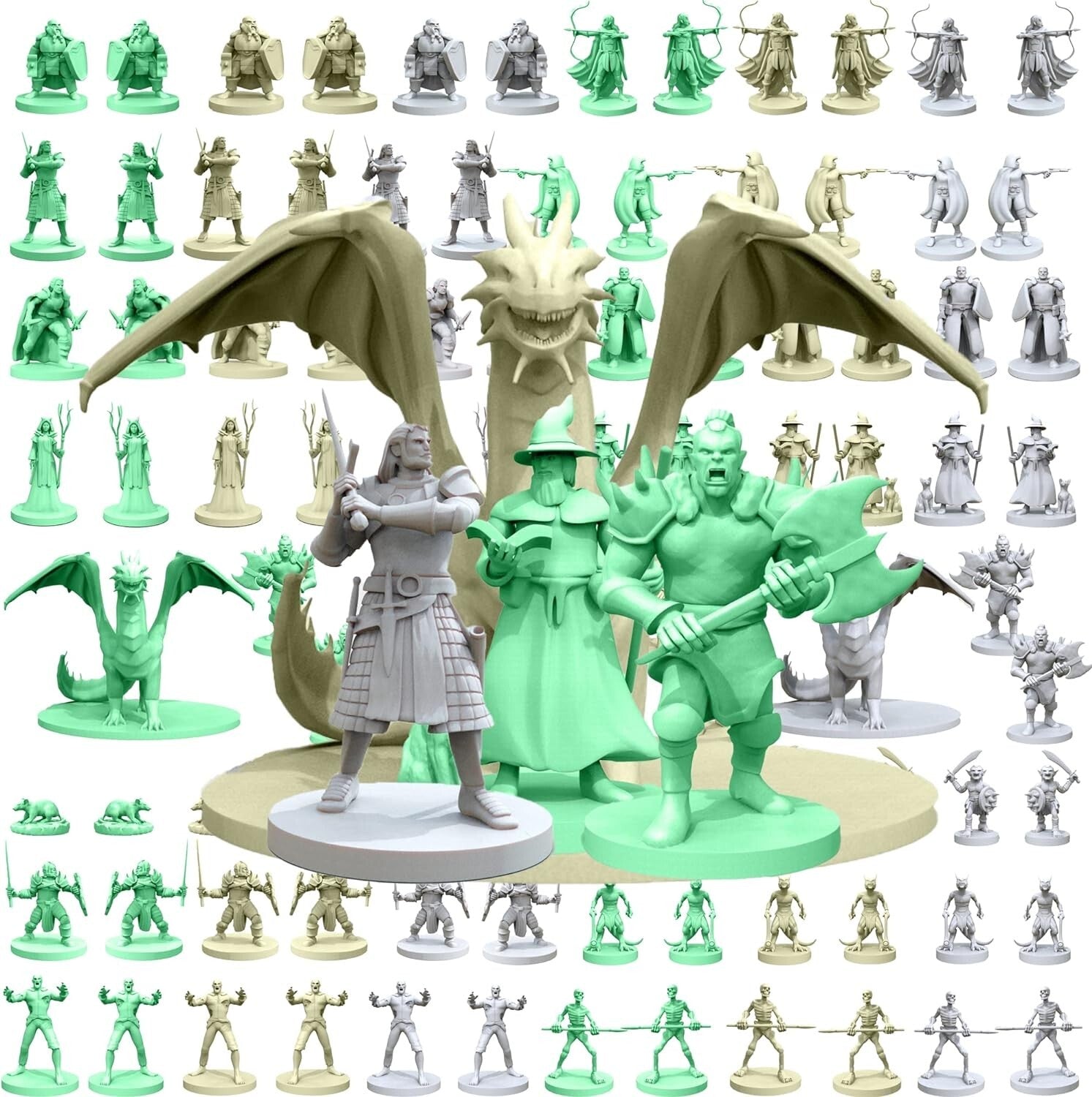 RPG Mini Figures Bundle - 93 Pack of Heroes and Monsters for Adventure Games