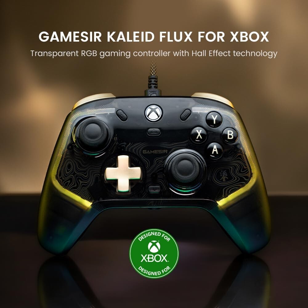 Enhanced Kaleid Flux Wired Controller for Xbox with Customizable RGB Lighting