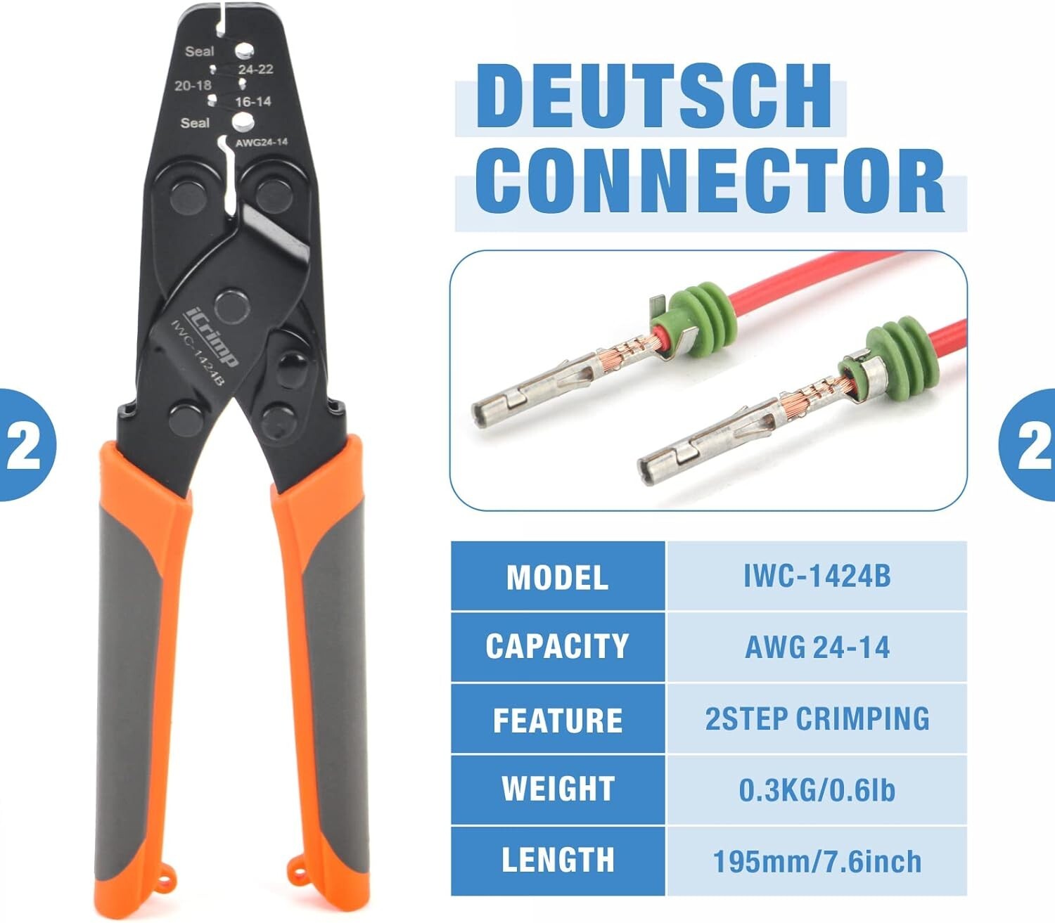 8-Piece iCrimp Crimping Tool Kit for Deutsch Connectors & Weather Pack Terminals