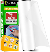 Load image into Gallery viewer, Premium 24" x 328ft DTF Film Roll - Easy Hot/Cold Peel for Vibrant Transfers