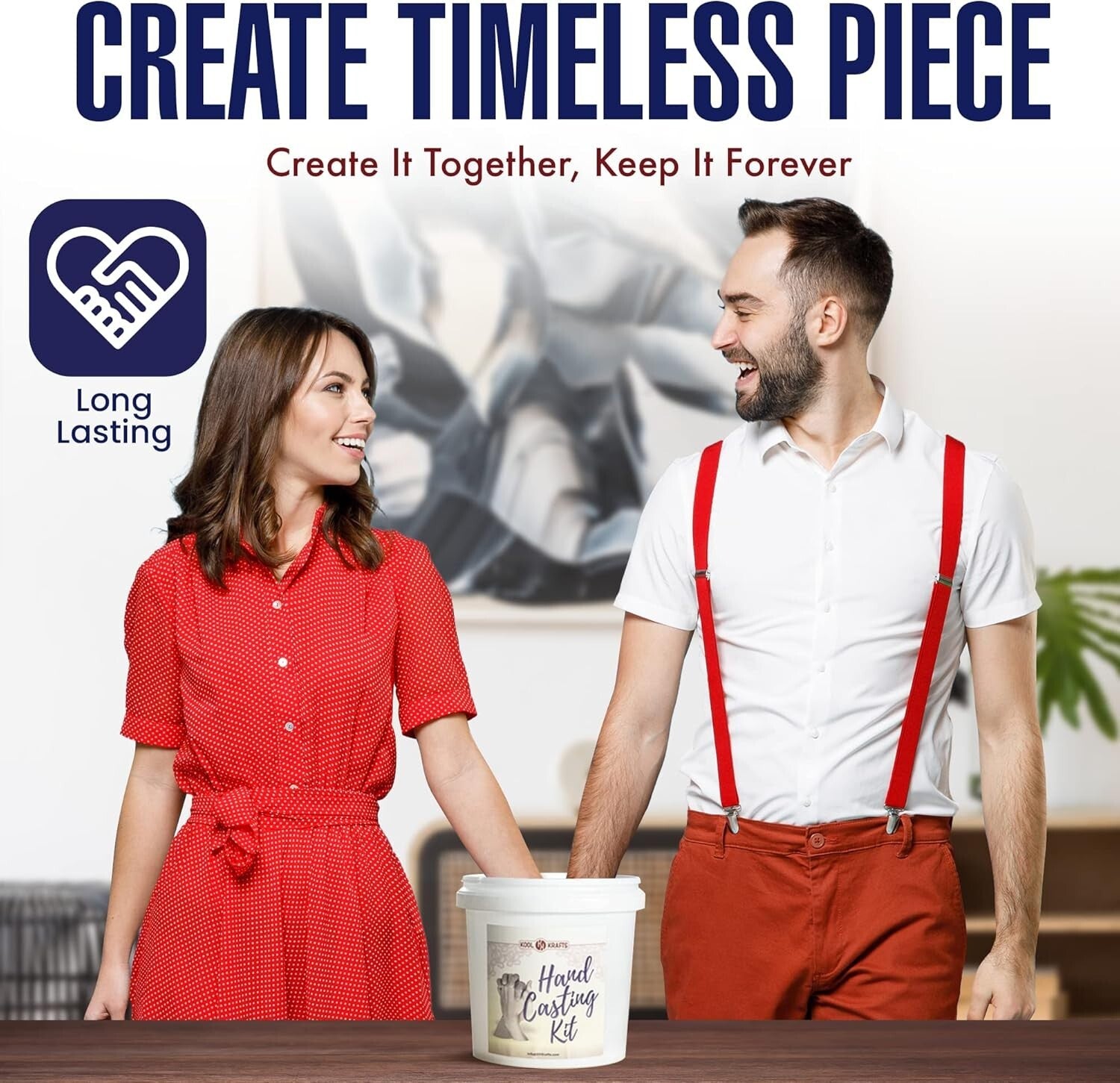 Hand Casting DIY Kit with Elegant Mahogany Base - Ideal for Valentine's & More