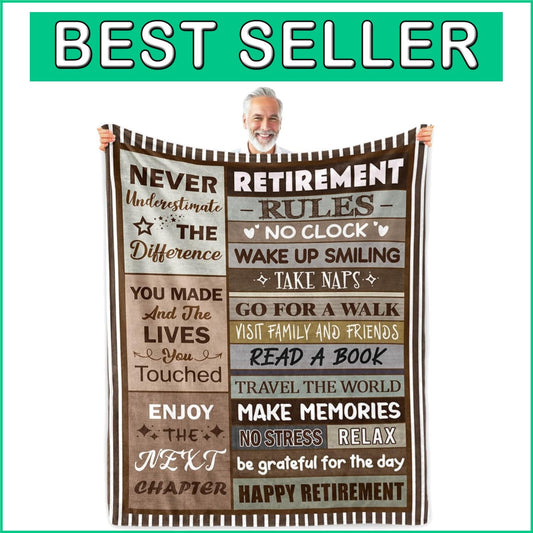 Happy Retirement Flannel Blanket 60"X80" - Thoughtful Gift for Men & Women