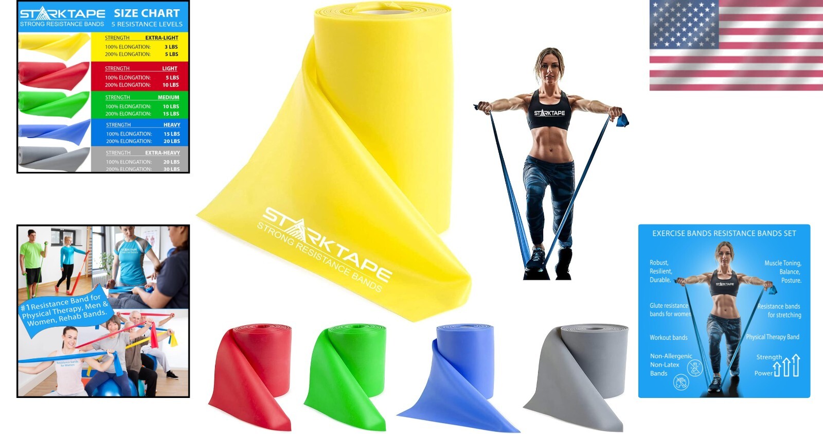 Custom Length Resistance Bands with 5 Color-Coded Levels - Durable & Easy to Use