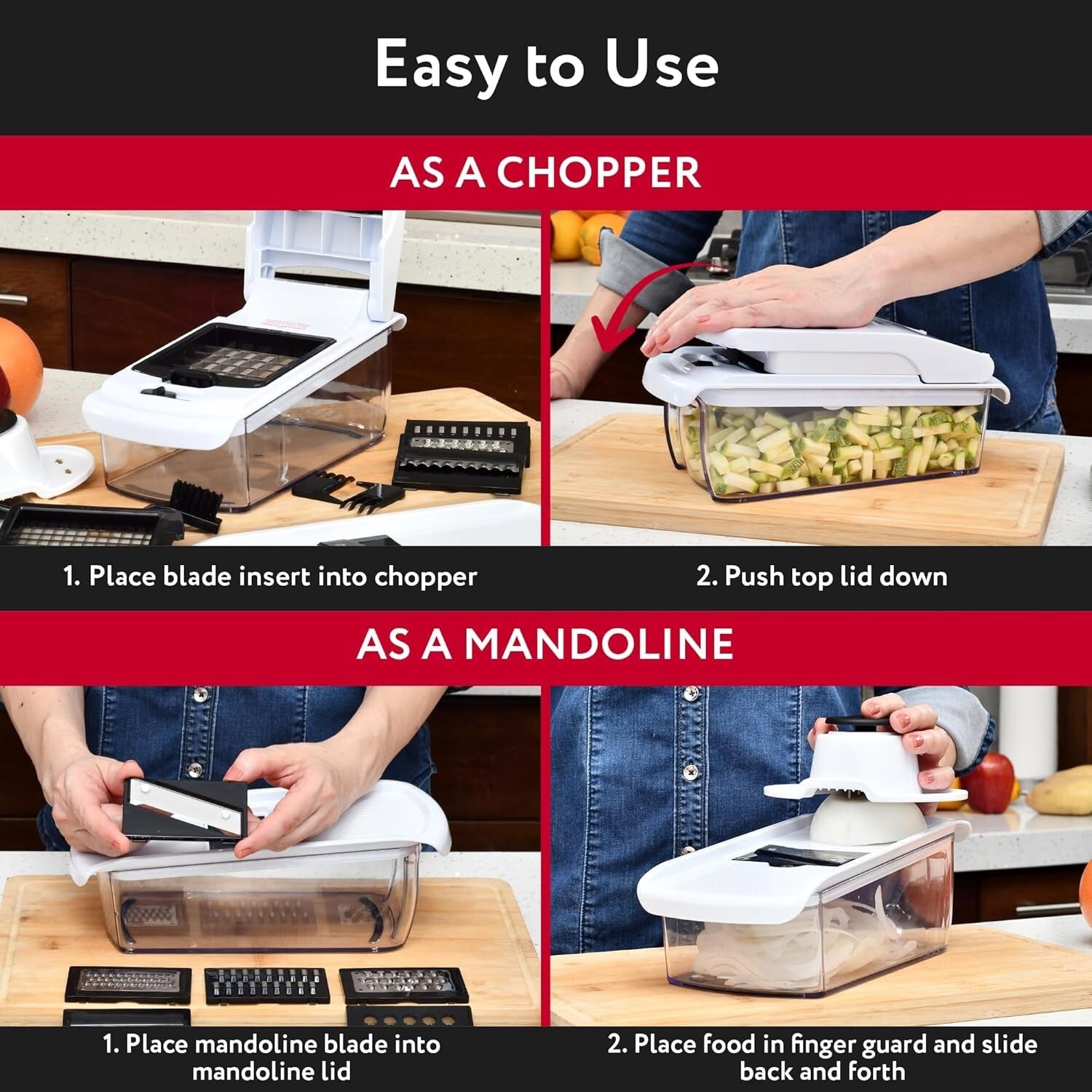 All-in-One Vegetable Chopper & Grater - 12 Interchangeable Blades, Easy to Clean