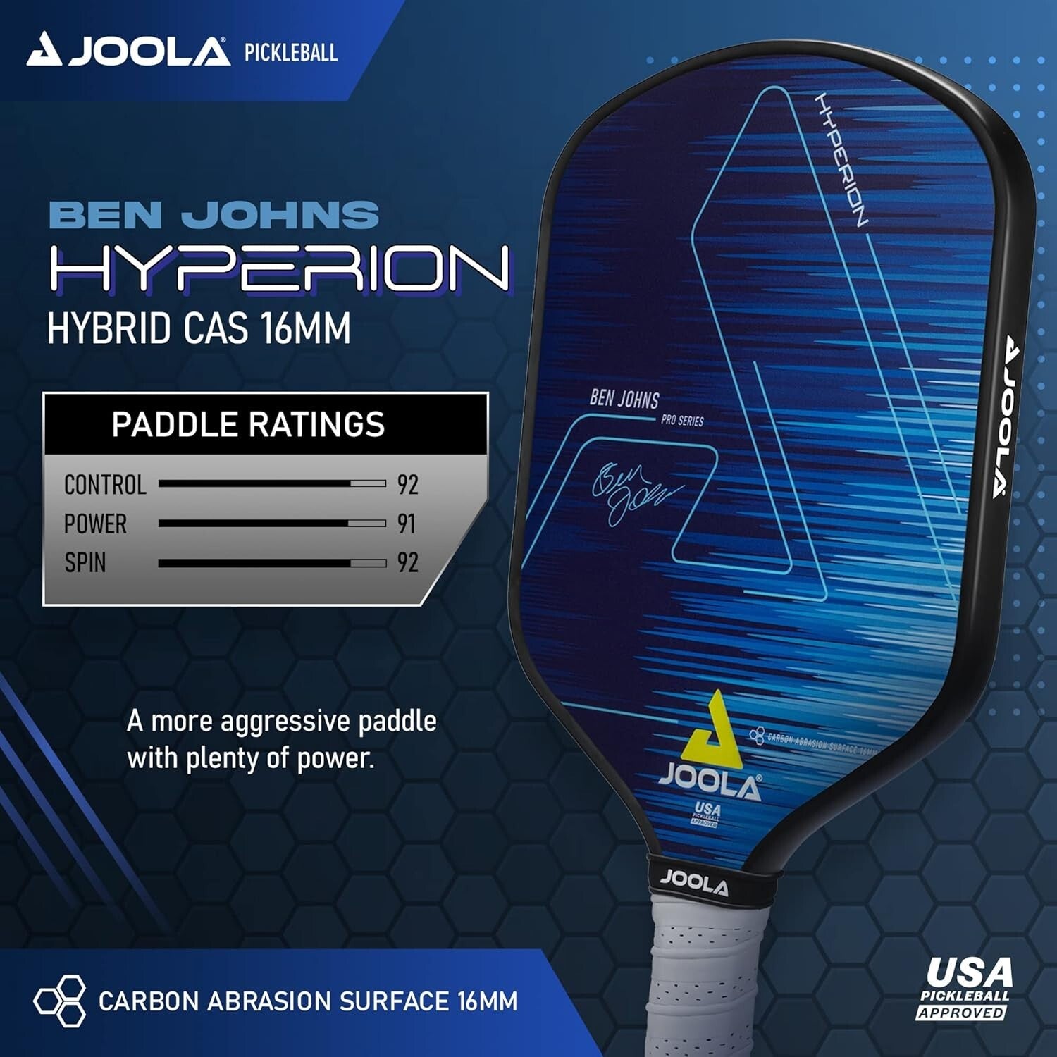 Expert-Level Pickleball Paddle - Ben Johns Hyperion with Carbon Fiber Durability