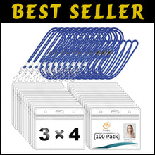 Load image into Gallery viewer, Clear Horizontal Name Tag Holders with Comfort Breakaway Lanyards – 100 Pack