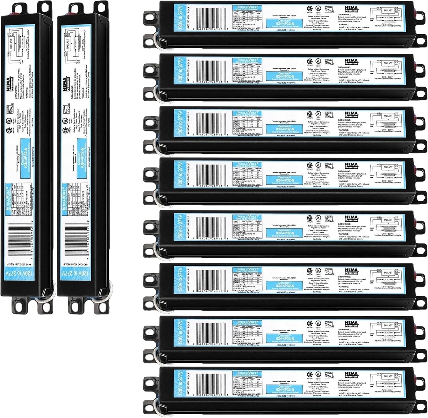 10-Pack Instant Start Electronic Fluorescent Ballast for F32T8 Lamps (120-277V)