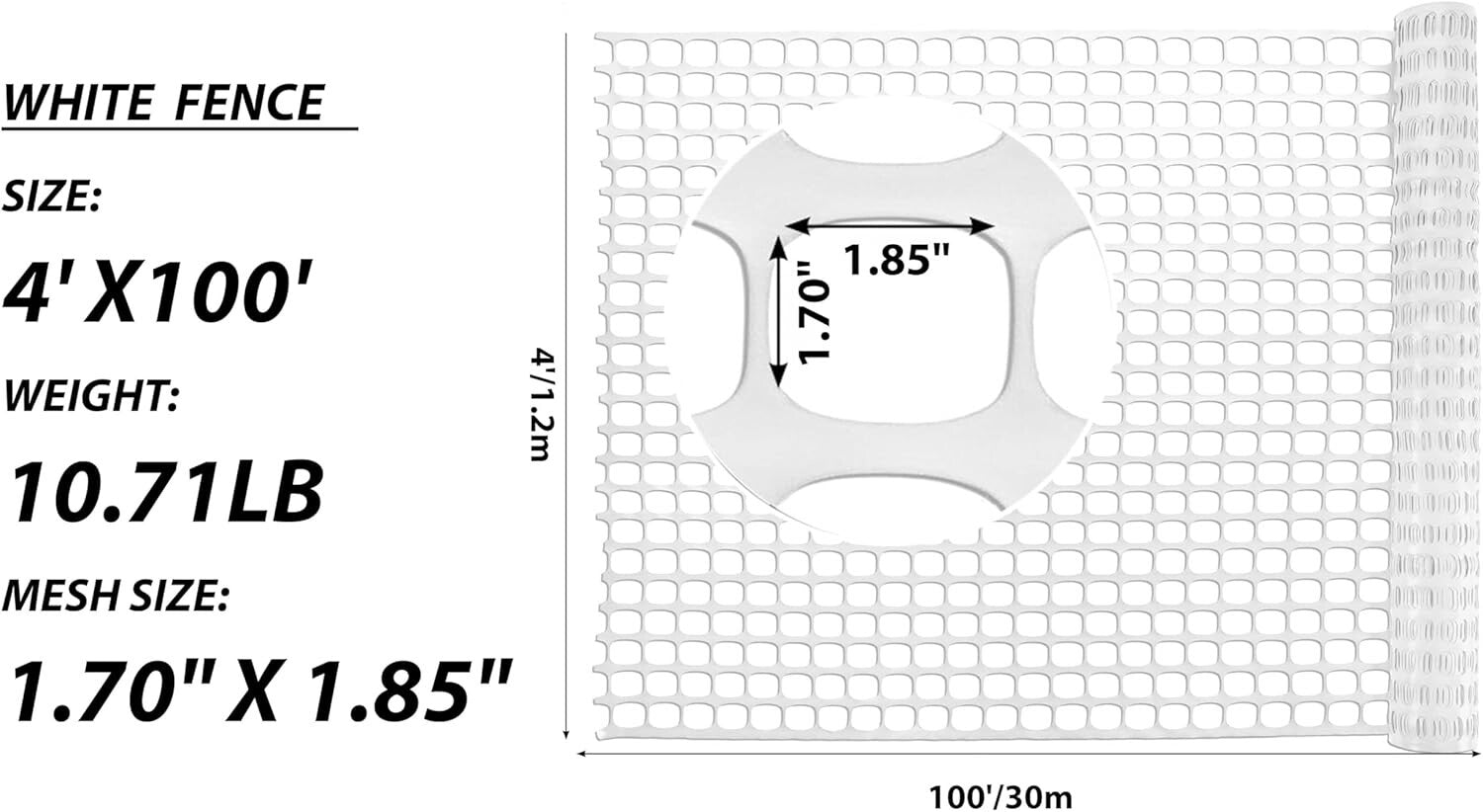 Reusable 4'x100' Plastic Mesh Safety Fence - Versatile Barrier with 100 Zip Ties