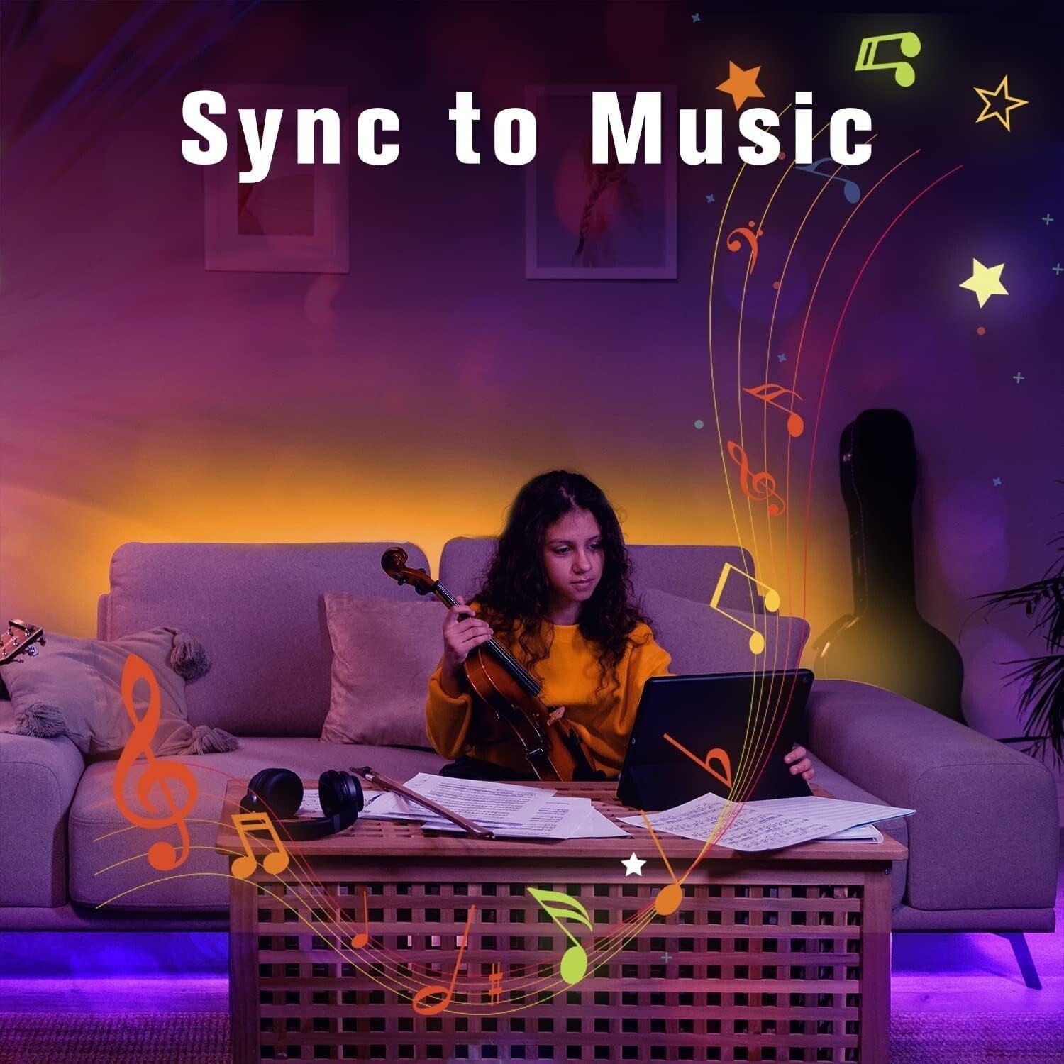 Creative LED Strip Lights 400ft - Music Sync & Timer for Fun Bedroom Decoration