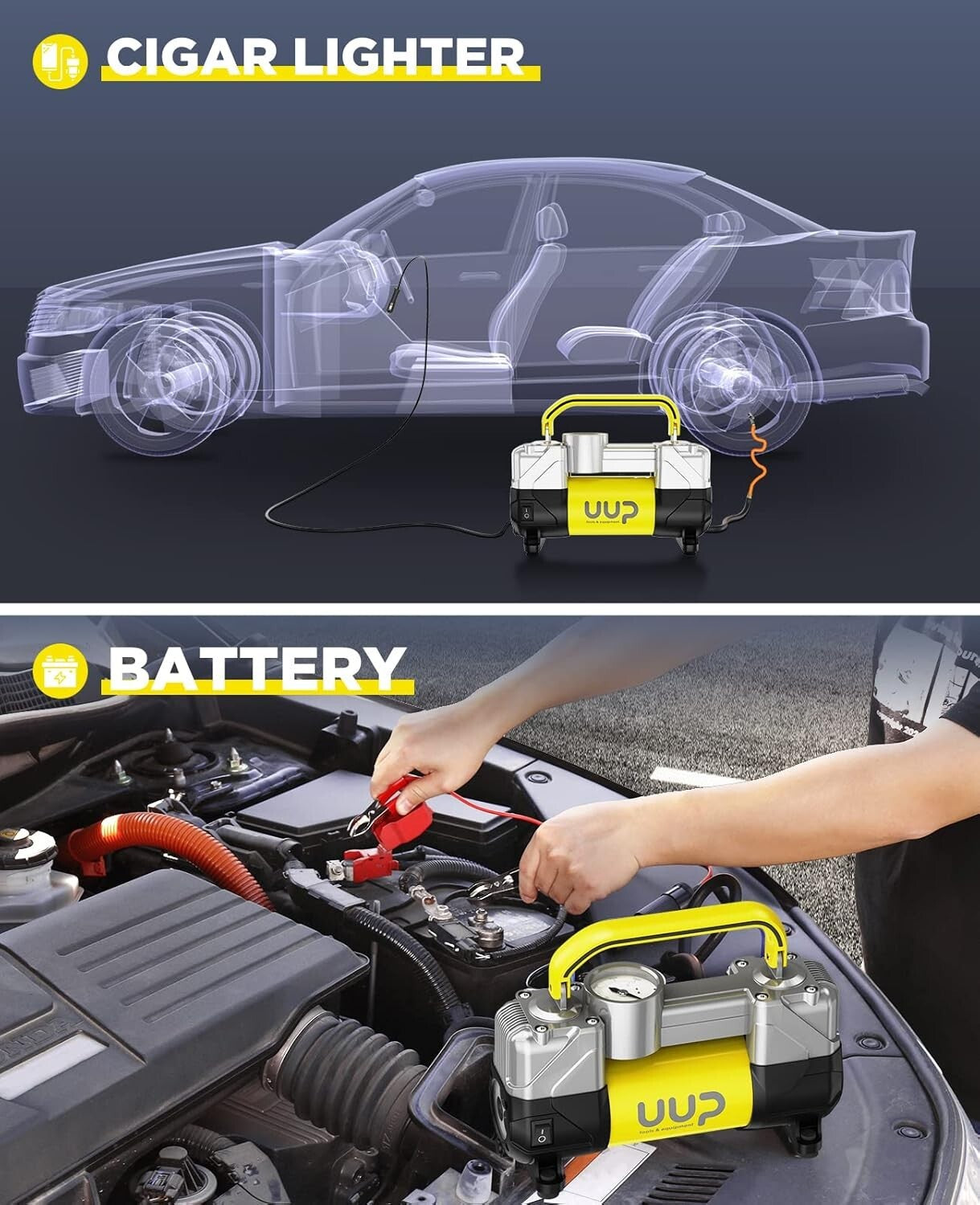 Portable 150 PSI Air Compressor with Nozzle Adapters & LED for Safe Travels