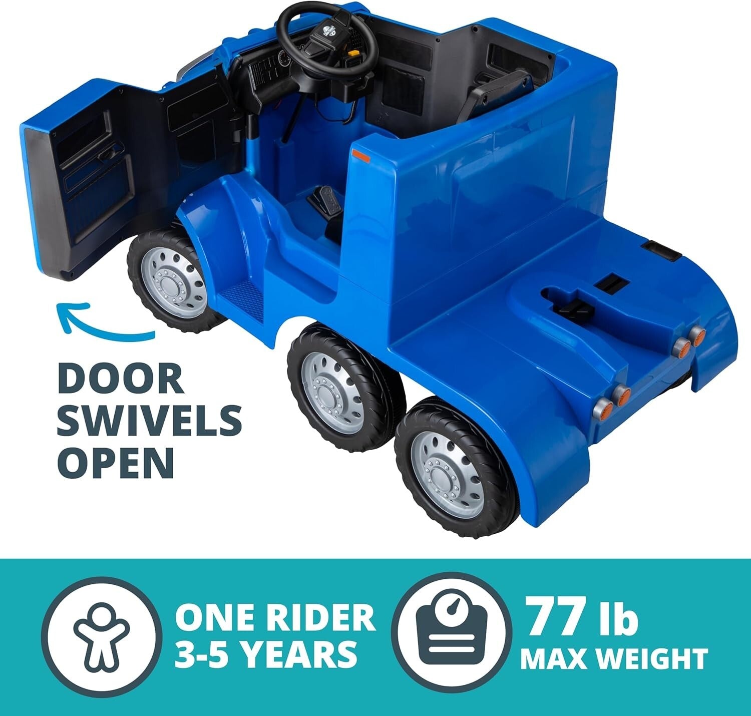 12V Kids Ride-On Semi-Truck with Detachable Trailer, Realistic Sounds & Lights